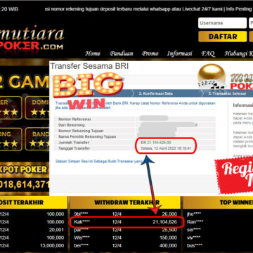 Bukti Withdraw ( 21.104.626.- ) Member Setia Mutia