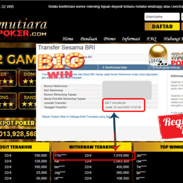 Bukti Withdraw ( 7.019.000.- ) Member Setia Mutiarapoker