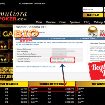 Bukti Withdraw ( 9.398.273.- ) Member Setia Mutia