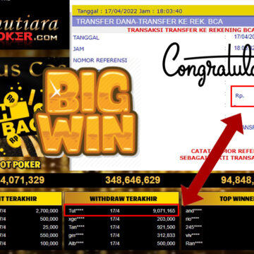 Bukti Withdraw ( 9.071.165.- ) Member Setia Mutia