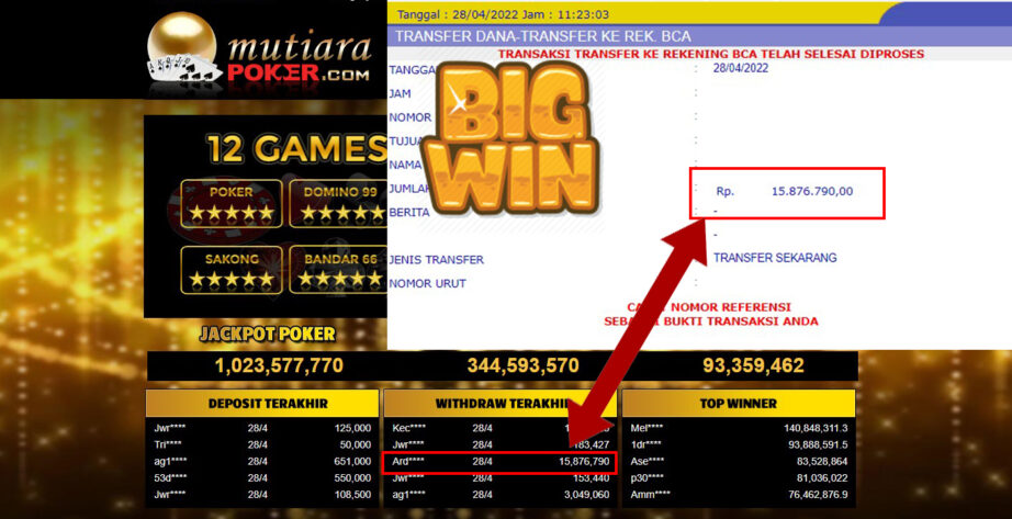 Bukti Withdraw ( 15.876.790.- ) Member Setia Mutia