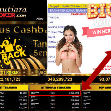 Bukti Withdraw ( 7.773.790.- ) Member Setia Mutia