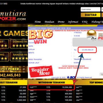 Bukti Withdraw ( 10.094.496.- ) Member Setia Mutiarapoker