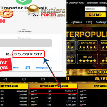 Bukti Withdraw ( 55.099.517.- ) Member Setia Mutiarapoker