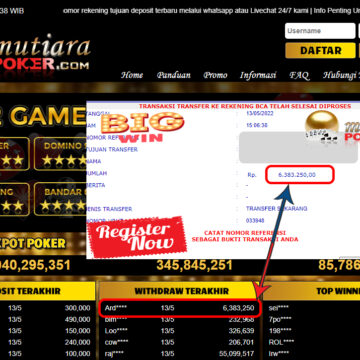 Bukti Withdraw ( 6.383.250.- ) Member Setia Mutiarapoker