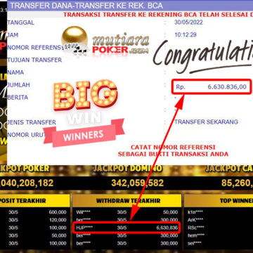 Bukti Withdraw ( 6.630.836.- ) Member Setia Mutiarapoker