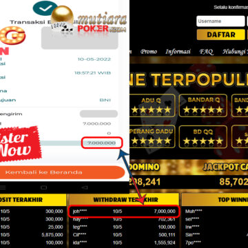 Bukti Withdraw ( 7.000.000.- ) Member Setia Mutiarapoker