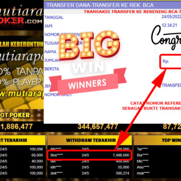 Bukti Withdraw ( 7.488.000.- ) Member Setia Mutiarapoker