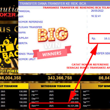 Bukti Withdraw ( 16.121.286.- ) Member Setia Mutiarapoker