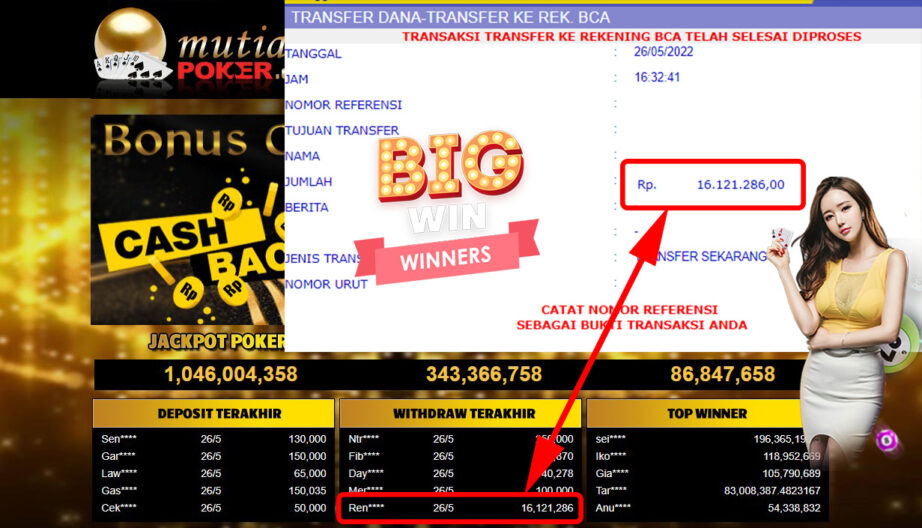 Bukti Withdraw ( 16.121.286.- ) Member Setia Mutiarapoker