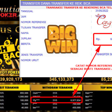 Bukti Withdraw ( 6.977.834.- ) Member Setia Mutiarapoker