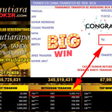 Bukti Withdraw ( 9.493.712.- ) Member Setia Mutiarapoker