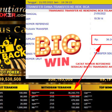 Bukti Withdraw ( 36.243.775.- ) Member Setia Mutiarapoker