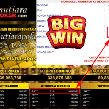 Bukti Withdraw ( 9.052.690.- ) Member Setia Mutiarapoker