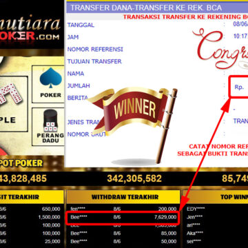 Bukti Withdraw (7.629.000.- ) Member Setia Mutiarapoker