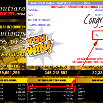 Bukti Withdraw (7.050.760.- ) Member Setia Mutiarapoker