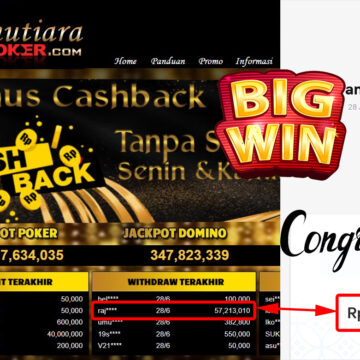 Bukti Withdraw (57.213.010.- ) Member Setia Mutiarapoker