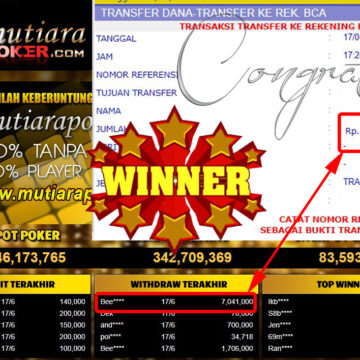 Bukti Withdraw ( 7.041.000.- ) Member Setia Mutiarapoker