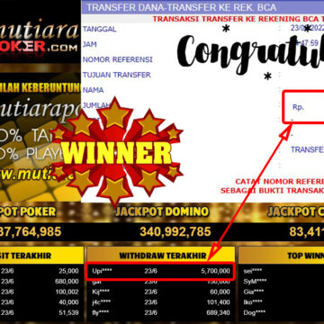 Bukti Withdraw (5.700.000.- ) Member Setia Mutiarapoker