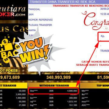 Bukti Withdraw (4.880.000.- ) Member Setia Mutiarapoker