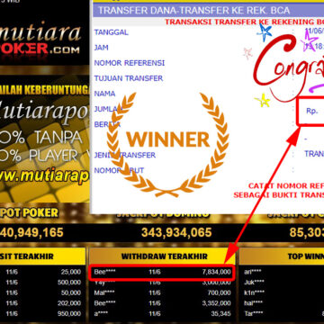 Bukti Withdraw (7.834.000.- ) Member Setia Mutiarapoker