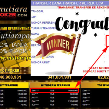 Bukti Withdraw (9.805.000.- ) Member Setia Mutiarapoker