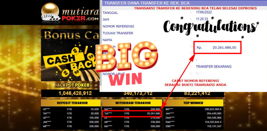 Bukti Withdraw ( 20.261.686.- ) Member Setia Mutiarapoker