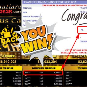 Bukti Withdraw (8.380.000.- ) Member Setia Mutiarapoker