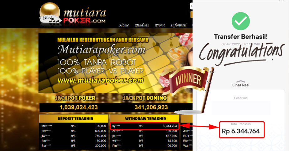 Bukti Withdraw (6.344.764.- ) Member Setia Mutiarapoker