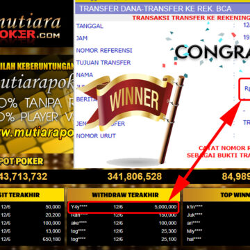 Bukti Withdraw (5.000.000.- ) Member Setia Mutiarapoker