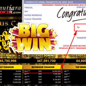 Bukti Withdraw (10.000.000.- ) Member Setia Mutiarapoker