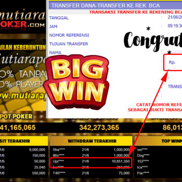 Bukti Withdraw (10.651.350.- ) Member Setia Mutiarapoker