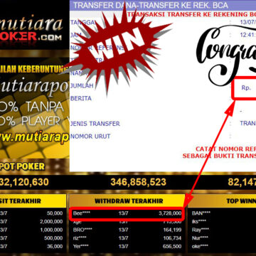 Bukti Withdraw (3.728.000.- ) Member Setia Mutiarapoker