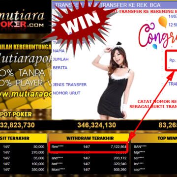 Bukti Withdraw (7.122.864.- ) Member Setia Mutiarapoker