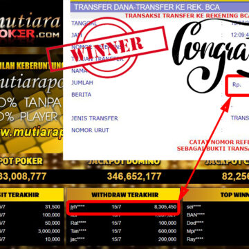 Bukti Withdraw (8.305.450.- ) Member Setia Mutiarapoker