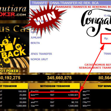 Bukti Withdraw (4.568.921.- ) Member Setia Mutiarapoker