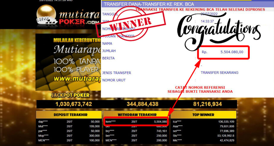 Bukti Withdraw (5.504.080.- ) Member Setia Mutiarapoker