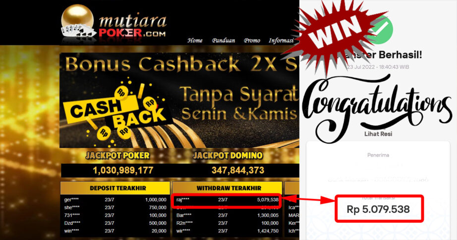 Bukti Withdraw ( 5.079.538.- ) Member Setia Mutiarapoker