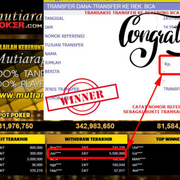 Bukti Withdraw ( 5.500.000.- ) Member Setia Mutiarapoker