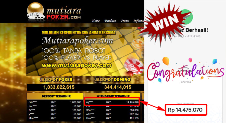 Bukti Withdraw ( 14.475.070.- ) Member Setia Mutiarapoker