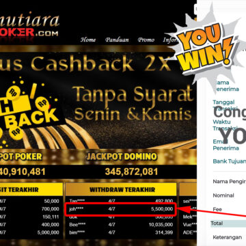 Bukti Withdraw (5.500.000.- ) Member Setia Mutiarapoker