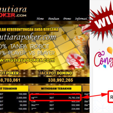 Bukti Withdraw ( 76.782.230.- ) Member Setia Mutiarapoker