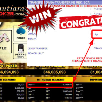 Bukti Withdraw (6.250.654.- ) Member Setia Mutiarapoker