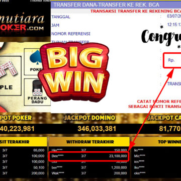 Bukti Withdraw (23.188.000.- ) Member Setia Mutiarapoker