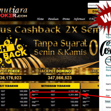 Bukti Withdraw (5.201.989.- ) Member Setia Mutiarapoker