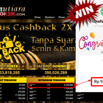 Bukti Withdraw (9.439.666.- ) Member Setia Mutiarapoker