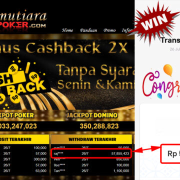 Bukti Withdraw ( 57.855.423.- ) Member Setia Mutiarapoker