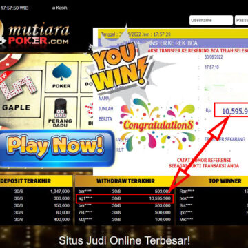 Bukti Withdraw (10.595.900,- ) Member Setia Mutiarapoker