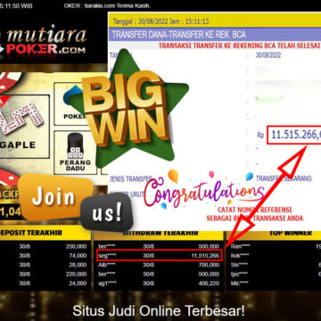 Bukti Withdraw (11.515.266,- ) Member Setia Mutiarapoker