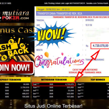 Bukti Withdraw (4.720.070,- ) Member Setia Mutiarapoker